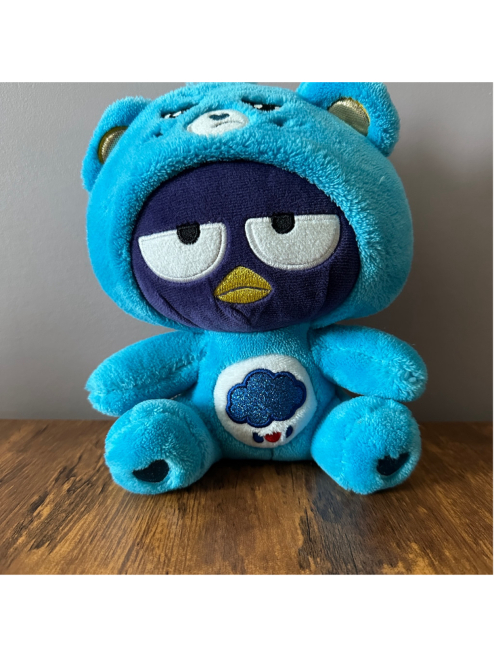 Sanrio Badtz-Maru Grumpy Bear Plush 8" Care Bears Blue Purple